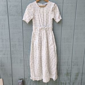 & Other Stories Cottagecore Floral Puff Sleeve Midi Maxi Dress sz 0 Ivory Blue